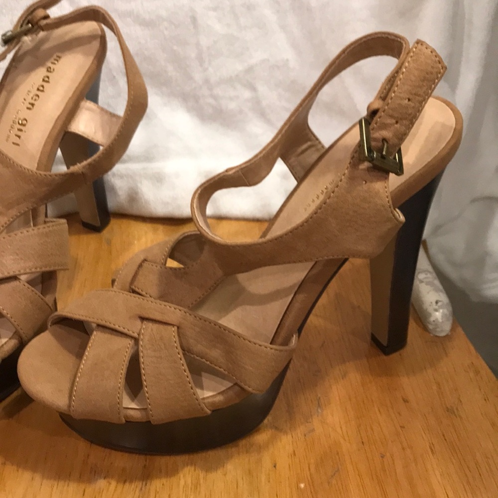 Tan madden girl platform heels